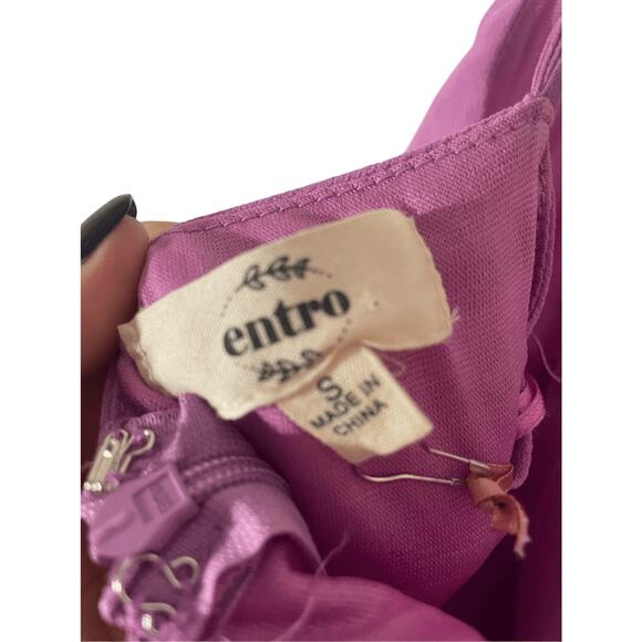 NWT Entro High Low Pink Purple Split Chiffon Spaghetti Strapped Romper - Picture 7 of 8
